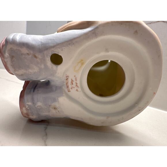 Bumpkins Scarecrow Coin Piggy Bank Vintage 6" Patchwork - Picture 9 of 10